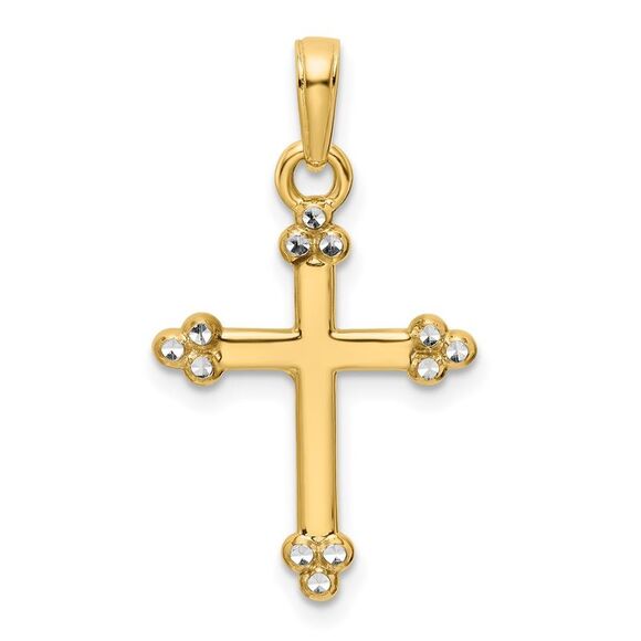 14k Yellow Gold w/Rhodium D/C Cross Pendant,All Products : American Fashion Style Bags On Sale
